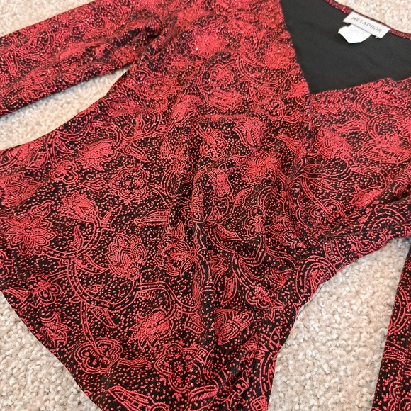 Metaphor 90s vintage small red and black glitter top - Picture 4 of 5
